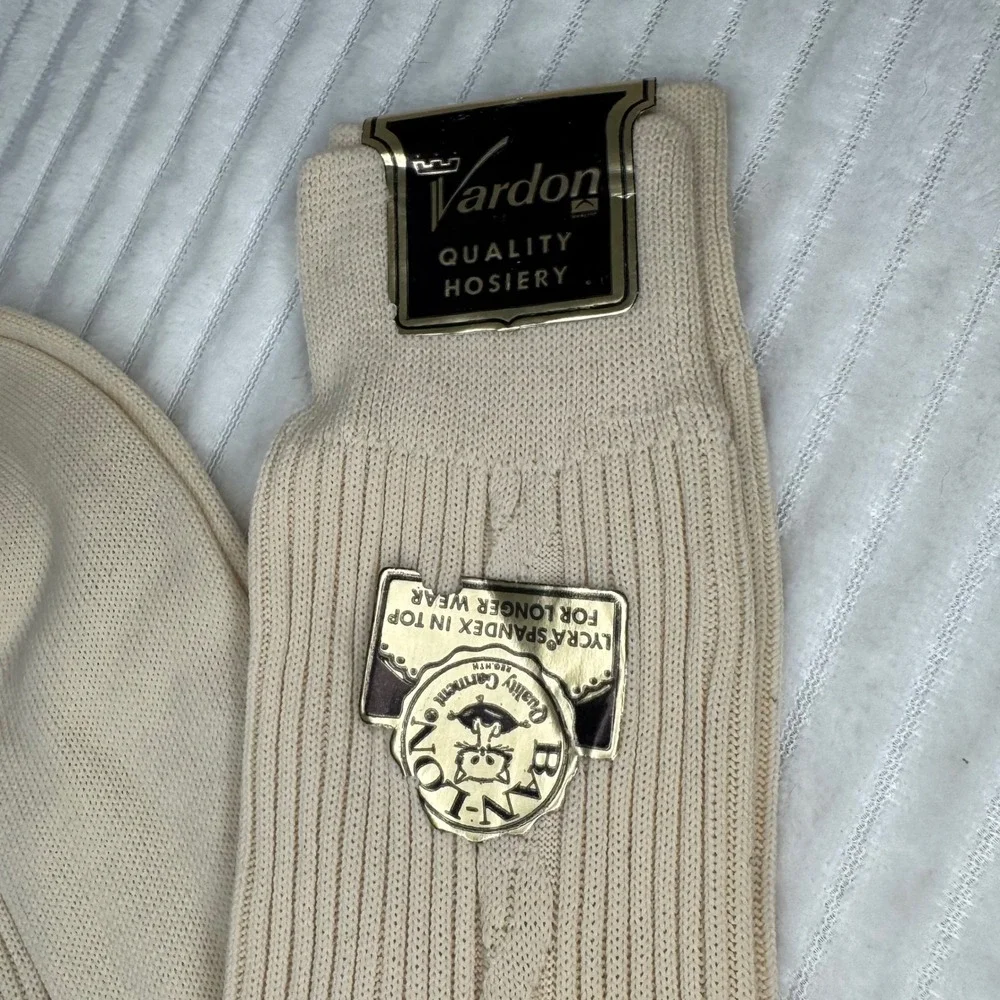 Vintage Deadstock Men's Dress‎ Socks Lot 4 Pairs Green Beige Blue Tan BanLon USA